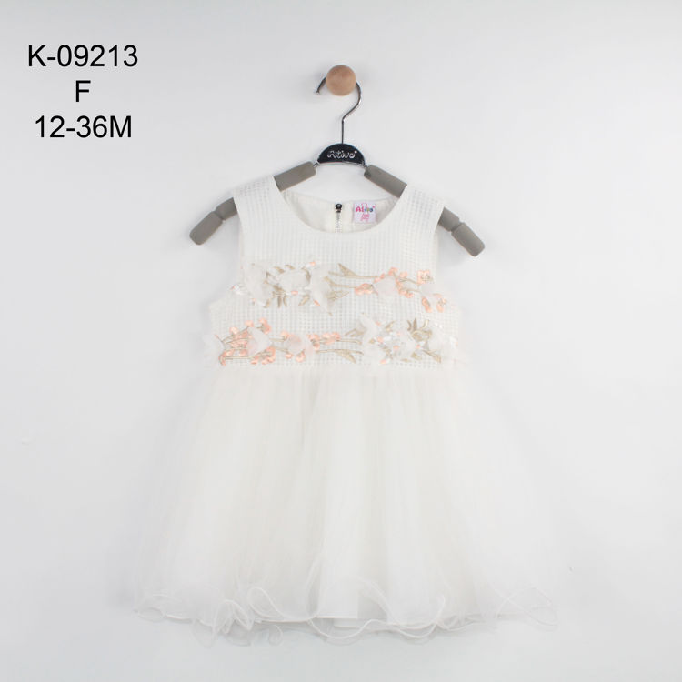 Picture of K09213 GIRLS DRESS WITH EMBROLDERED FLOWERS AND TUTU BOTTOM
